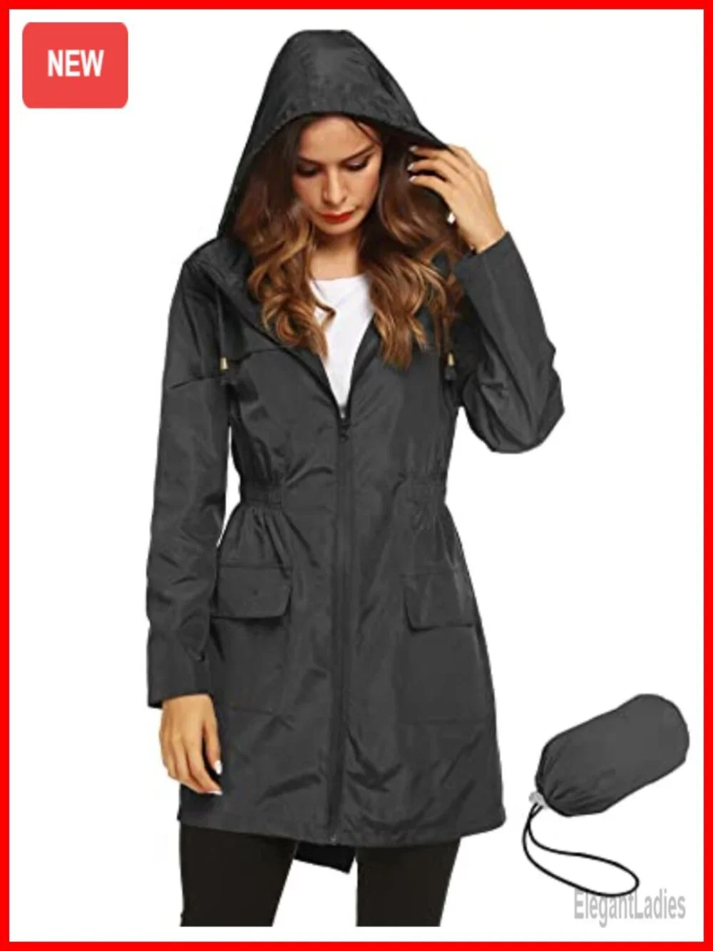 Waterproof Lightweight Rain Jacket Hooded Outdoor Active Coat